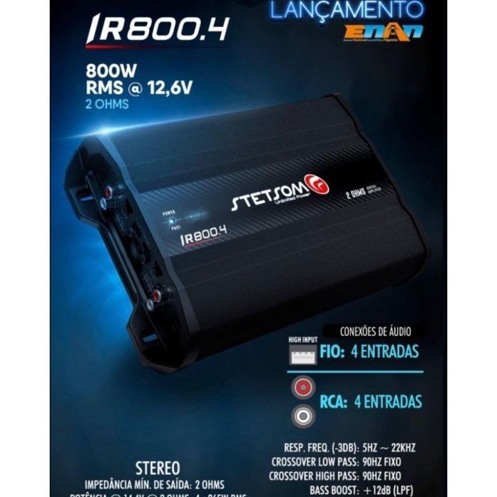 Módulo Amplificador Stetsom IR800.4 800 rms Iron Line 4 canais
