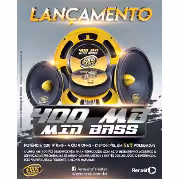 Alto Falante Mid Bass Eros 400 MB 6 Polegadas