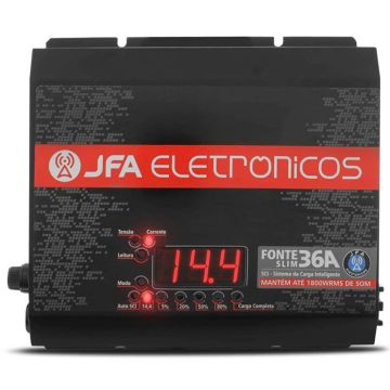Fonte Automotiva JFA 36A amperes SLIM c/ voltimetro 12 volts 2
