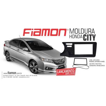 Moldura Painel Honda City 15/18 2 Din c/ entrada Botão de airbag duplo