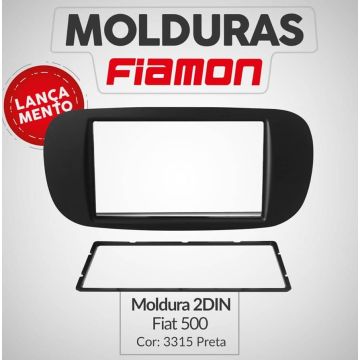 Moldura Painel Fiat 500 2 DIN Preta
