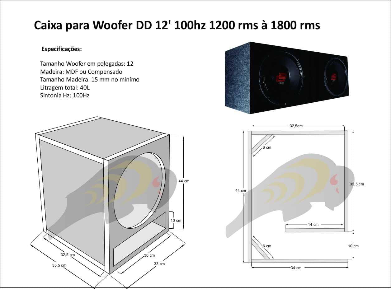 caixa para woofer dd 1200 rms