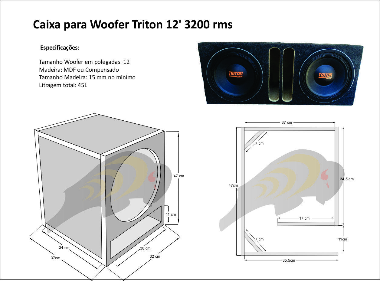 caixa alto falante triton 3200 rms