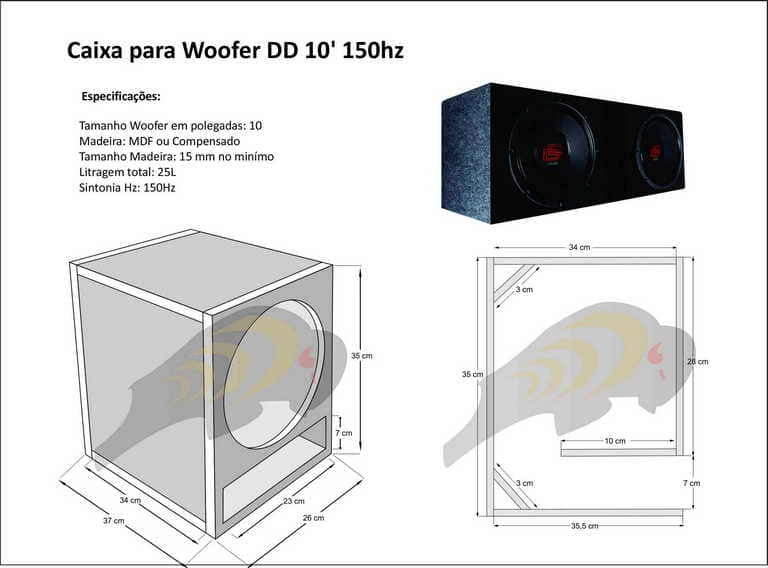 caixa para alto falante woofer 10